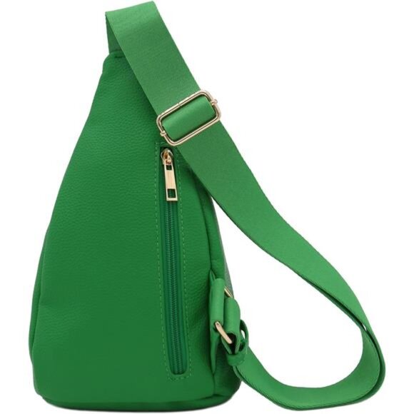 Lightweight Small Triangle Pebbled Soft PU Leather Sling Crossbody Bag - Picture 4 of 6